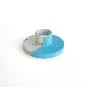 Bougeoir béton rond petit bleu clair 3