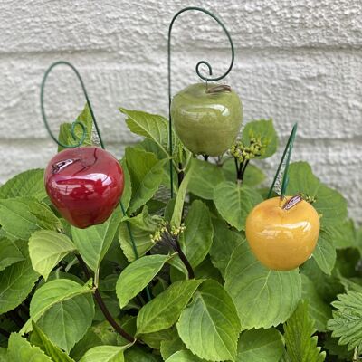 Manzana de cerámica colgante, estaca de planta