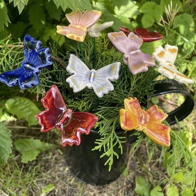 Farfalla in ceramica, paletto per piante