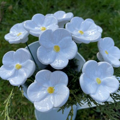 White Ceramic Flower Cherry Blossoms, Plant stake