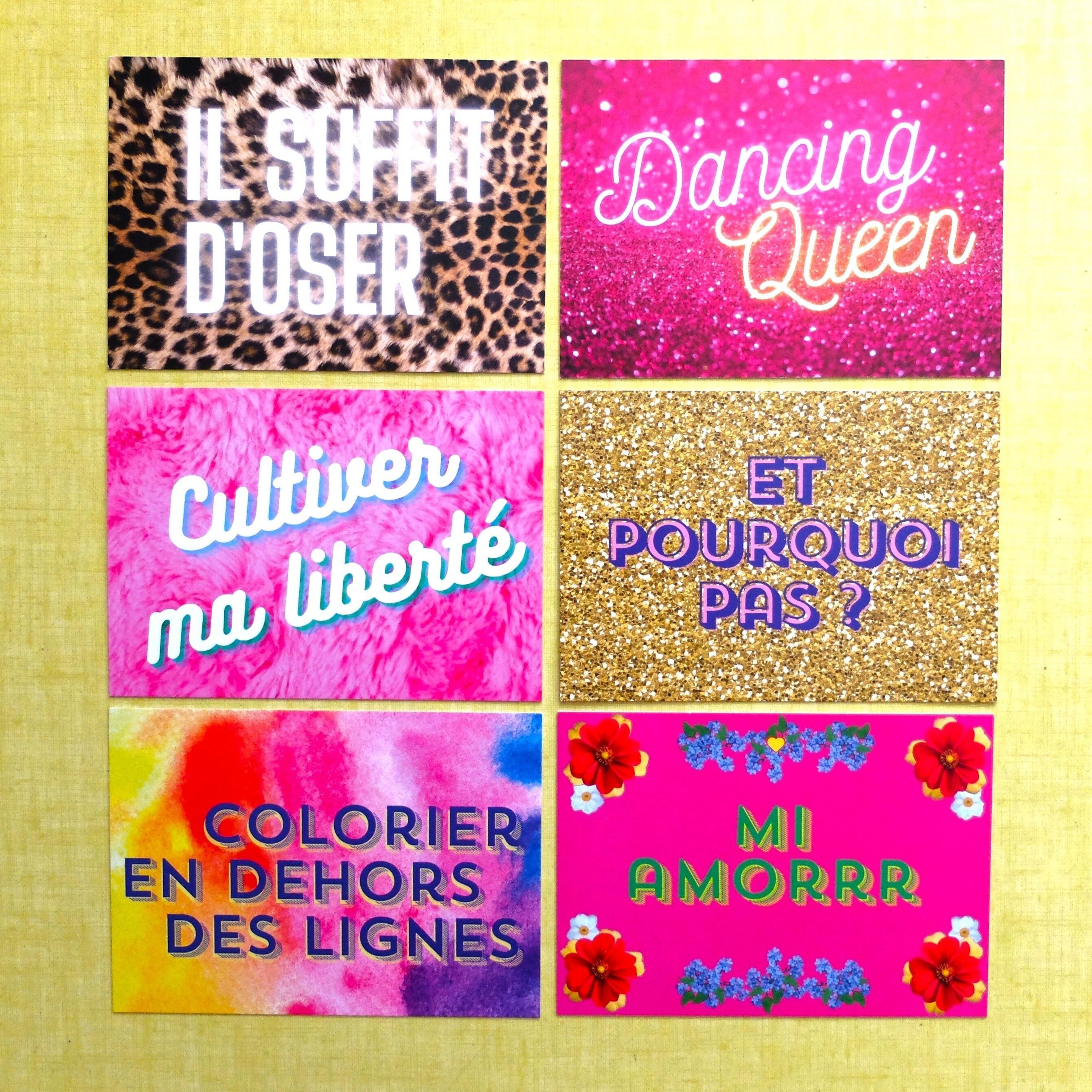 Set di 6 cartoline "Atteggiamento positivo" / Cancelleria creativa francese