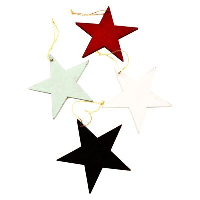 WOODEN STAR 13CM COL. SURT.