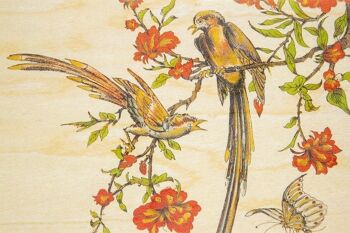 Carte postale en bois- bnf ornements 2 birds