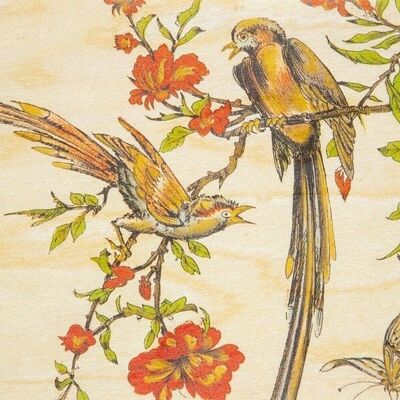 Postal de madera- adornos bnf 2 pájaros