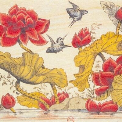 Wooden postcard- bnf hummingbird ornaments