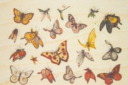 Carte postale en bois- bnf ornements papillons