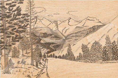Carte postale en bois- hiking path