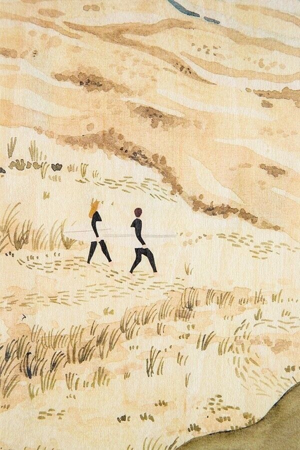 Postal de madera - dúo de invierno