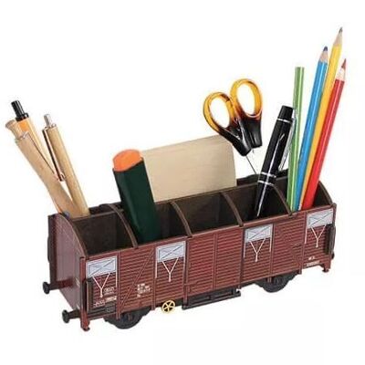 Wagon de marchandises à crayons en bois