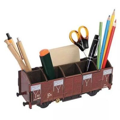 Wagon de marchandises à crayons en bois