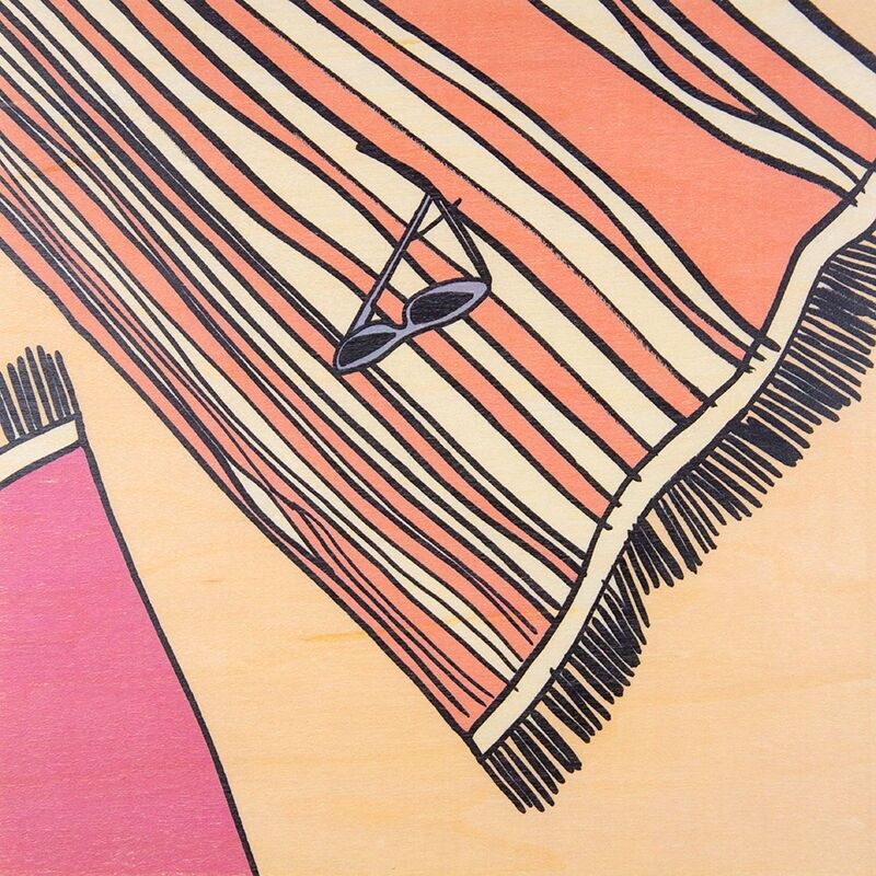 Póster de madera 45T - Toalla de vacaciones