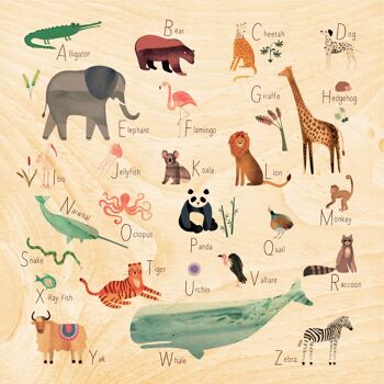 Poster en bois- abc abecedary 1