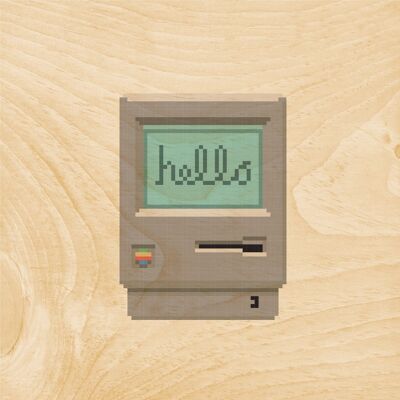 Poster en bois- hello 80's mac