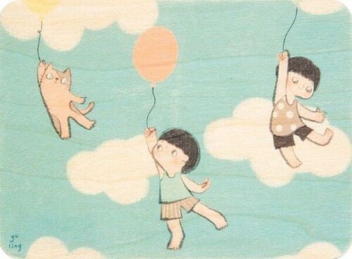 Carte en bois- kids 3 clouds