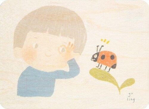 Carte en bois- kids 3 ladybug