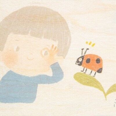 Carte en bois- kids 3 ladybug