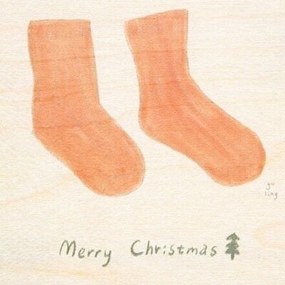 Wooden card - kids 3 socks