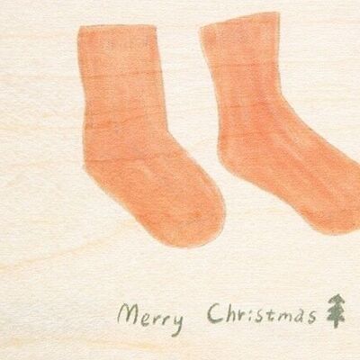 Wooden card - kids 3 socks