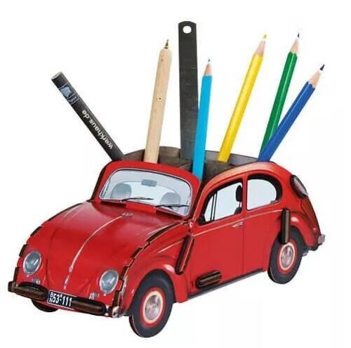 Stiftebox VW Käfer - rot aus Holz
