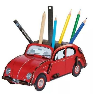 Boîte à crayons VW Coccinelle - rouge en bois