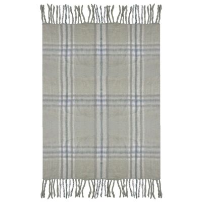 Decke aus Färöer-Wollmischung, Taupe/Ecru/Grau