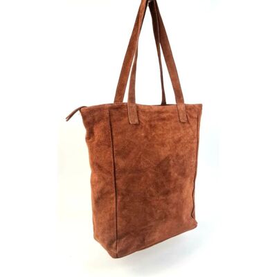 Leather Shopper Bag with Split Leather Finish