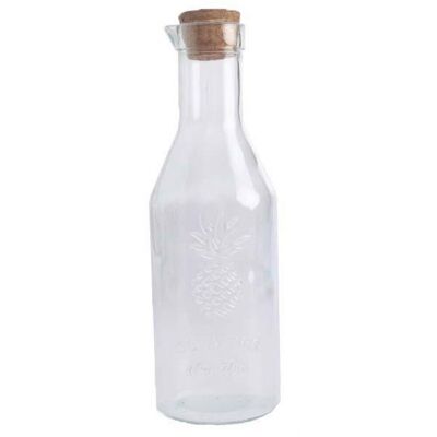 Botella cristal relieves piña 29x9 - 1 litro