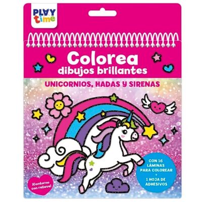 Libro creativo pinturas brillantes Unicornio, hadas y estrellas