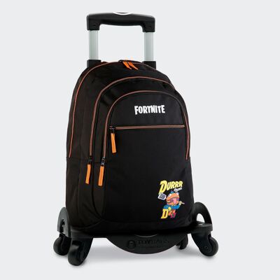 Fortnite Durrr Primary School Backpack Double Compartment + Toybags Trolley With 4 Swivel Wheels