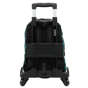 Sac à dos scolaire adaptable Minecraft Greeny + chariot Toybags 4 roues 360º 2