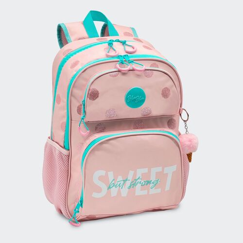 Mochila Escolar Primaria Blin-blin Dots Doble Compartimento Con Accesorio Cono