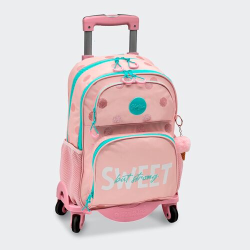 Mochila Escolar Blin-blin Dots Doble Compartimento + Carro Toybags Con 4 Ruedas Giratorias