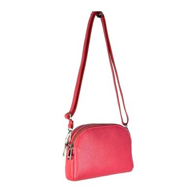 Leather Shoulder Bag With Double Zipper