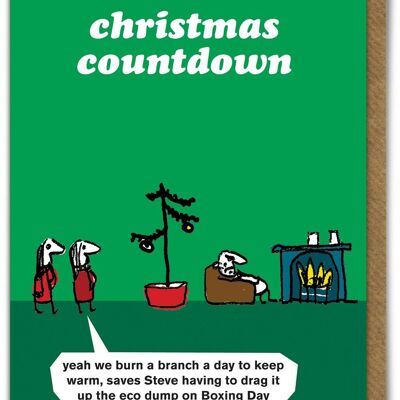 Tarjeta de Navidad divertida: quemador de árboles de Navidad de Modern Toss