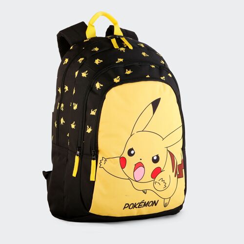 Mochila Escolar Pokemon Pikachu Primaria Doble Compartimento