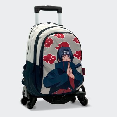 Naruto Itachi Primary School Backpack Double Compartment + Toybags Trolley With 4 Swivel Wheels