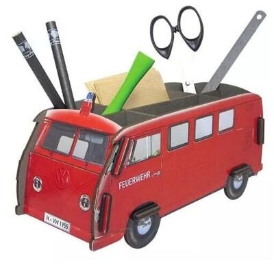 Pencil box VW T1 - fire department made of wood