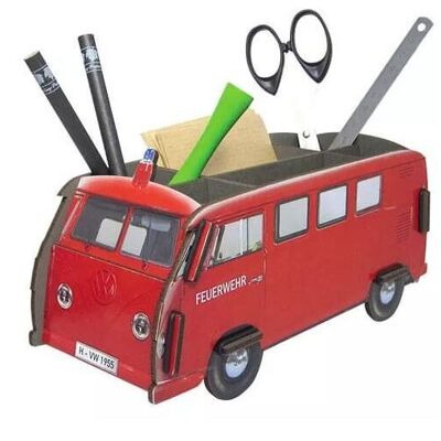 Pencil box VW T1 - fire department made of wood