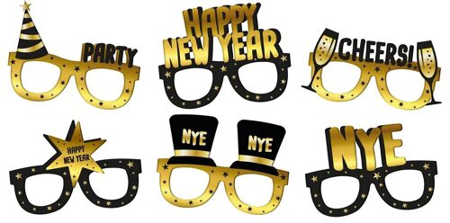 Happy New Year - Glasses Paper - BlackGold HNY - 6 pieces