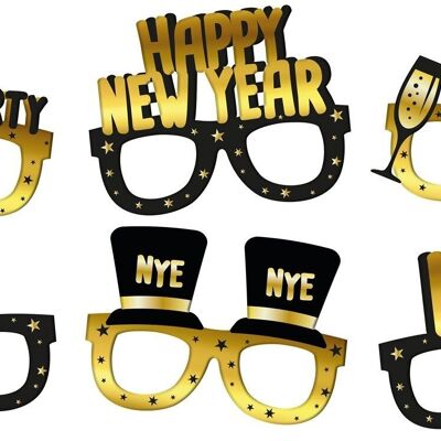 Happy New Year - Glasses Paper - BlackGold HNY - 6 pieces