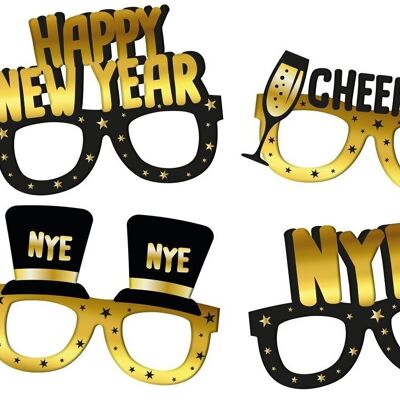 Happy New Year - Glasses Paper - BlackGold HNY - 6 pieces
