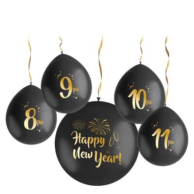 Frohes Neues Jahr - Countdown-Set mit Latexballons - 5-teilig