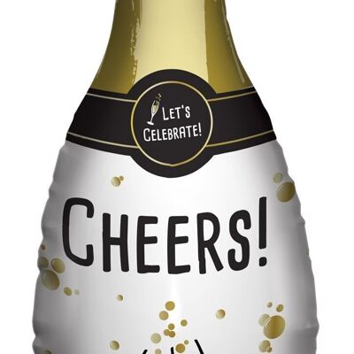 Happy New Year - Bottiglia di champagne con palloncino in foil - 31 x 72 cm