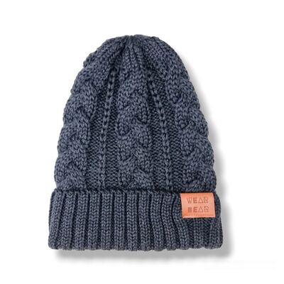 Gorro Merino Punto Trenzado Negro