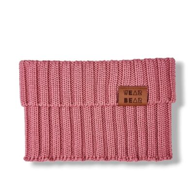 Chimney type Scarf knitted Pink