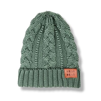 Gorro Merino Punto Trenzado Caqui