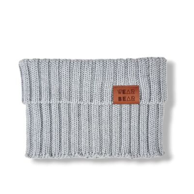 Chimney type Scarf knitted Light Gray