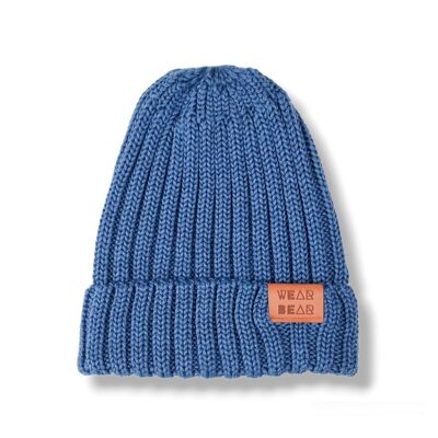 Merino Hat Rib Knit Blue