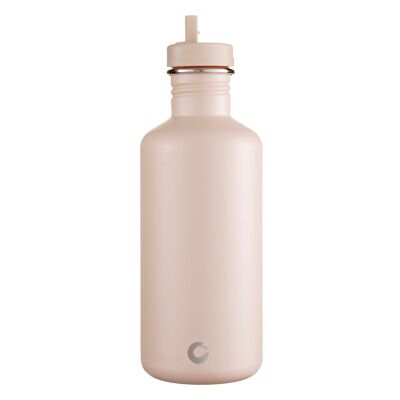 Botella de acero inoxidable de 1200 ml: botella grande de metal rosa con tapa con pajita