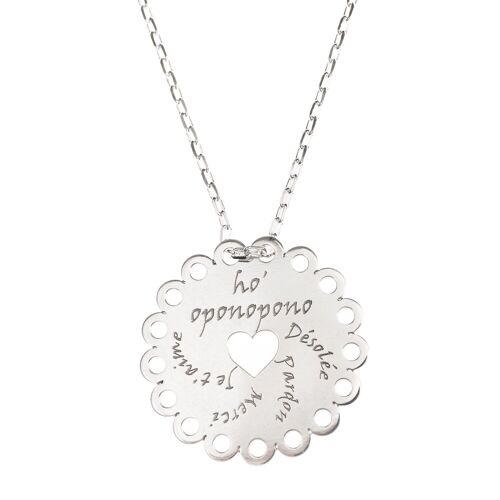 Collier mantra ho oponopono coeur fleurette